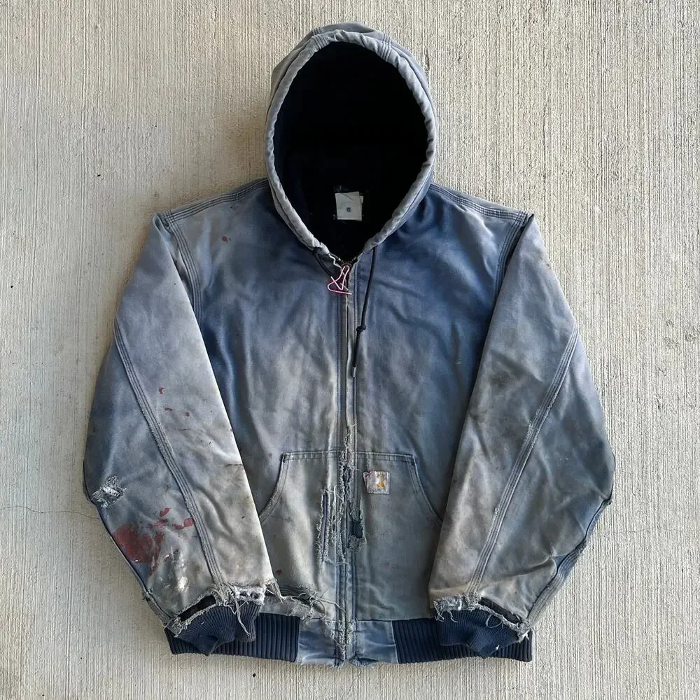 Carhartt J140 NVY faded blue hooded work wear jacket